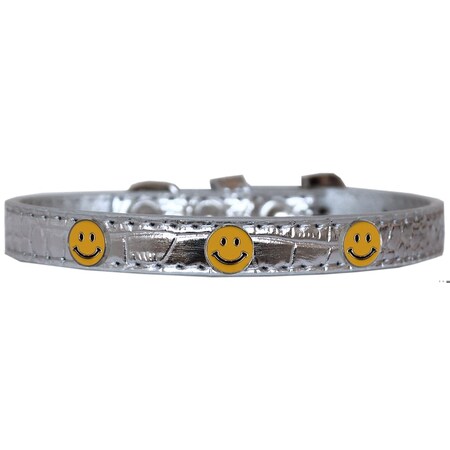 Mirage Pet Products Happy Face Widget Croc Dog Collar SilverSize 20 720-23 SVC20